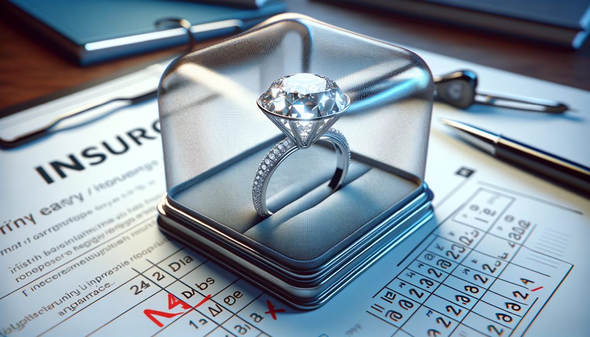 Iamage Of A Diamond Ring With Insurance Documents In The Background Emphasising Security.