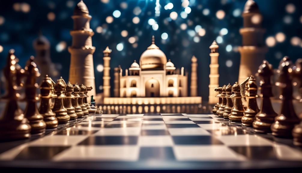 G7S Russian Diamond Restrictions. Image Shows The Indian Taj Mahal With A Stylised Chessboard In The Foreground.