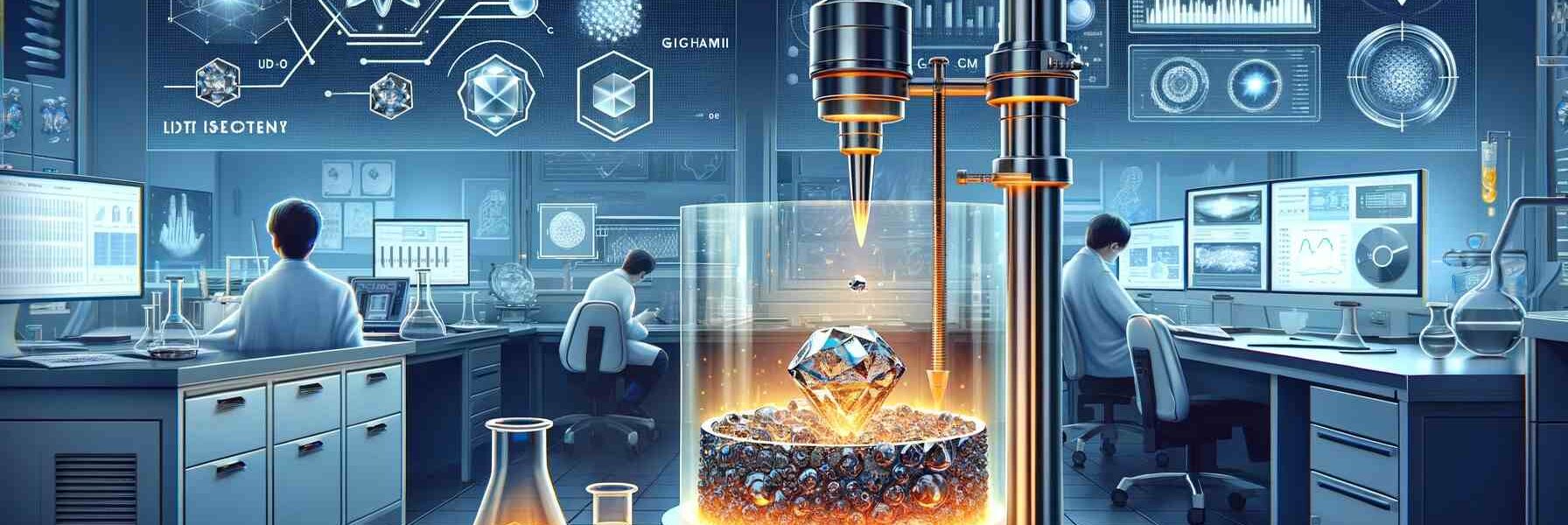 A Modern Laboratory Setting Where Scientists Are Observing The Growth Of Diamonds Within A Liquid Metal Alloy, With All The Described Elements Present, Creating A Revolution In Lab Diamond Growth.